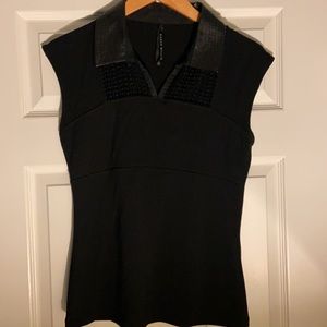 Karen Millen leather collar sleeveless top